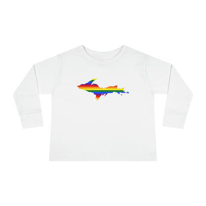 Michigan Upper Peninsula T-Shirt (w/ UP Pride Flag Outline) | Toddler Long Sleeve