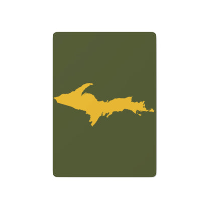 Michigan Upper Peninsula Poker Cards (Army Color w/ Gold UP Outline)