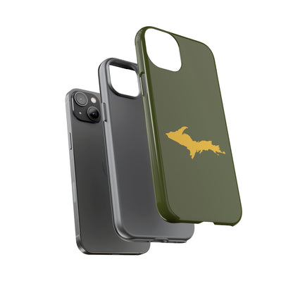 Michigan Upper Peninsula Tough Phone Case (Army Green w/ Gold UP Outline) | Apple iPhone