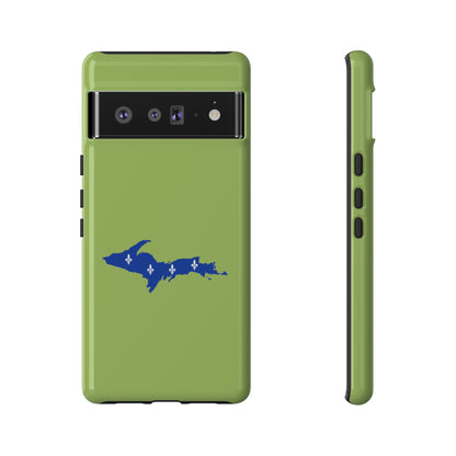 Michigan Upper Peninsula Tough Phone Case (Gooseberry Green w/ UP Quebec Flag Outline) | Samsung & Pixel Android