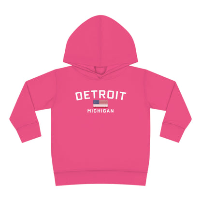 'Detroit Michigan' Hoodie (w/USA Flag Outline) | Unisex Toddler