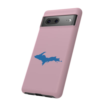 Michigan Upper Peninsula Tough Phone Case (Pink w/ Azure UP Outline) | Samsung & Pixel Android