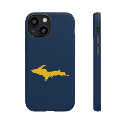 Michigan Upper Peninsula Tough Phone Case (Navy w/ Gold UP Outline) | Apple iPhone