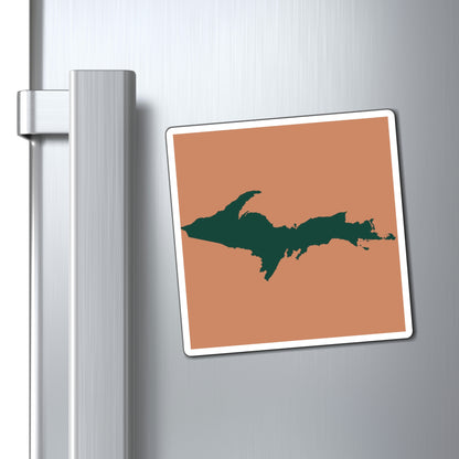 Michigan Upper Peninsula Square Magnet (Copper Color w/ Green UP Outline)