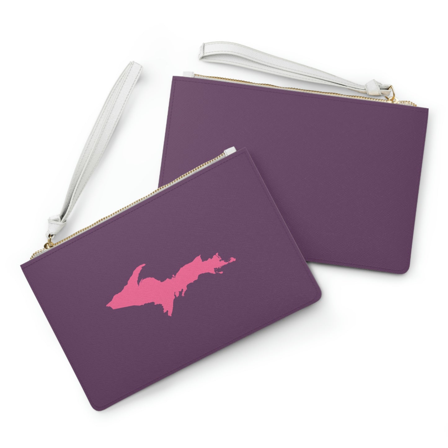 Michigan Upper Peninsula Clutch Bag (Plum w/ Pink UP Outline)