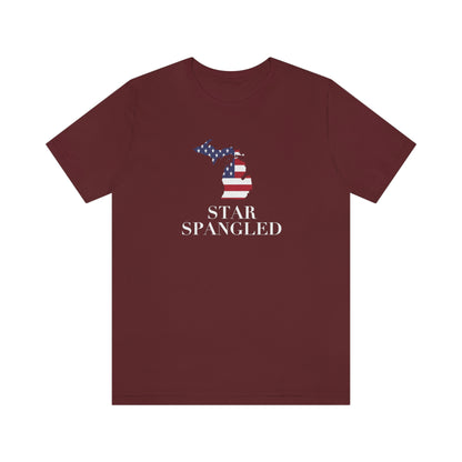 Michigan 'Star Spangled' T-Shirt (w/ MI USA Flag Outline) | Unisex Standard Fit