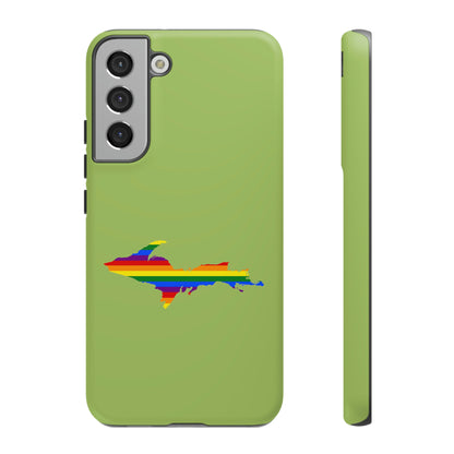 Michigan Upper Peninsula Tough Phone Case (Gooseberry Green w/ UP Pride Flag Outline) | Samsung & Pixel Android