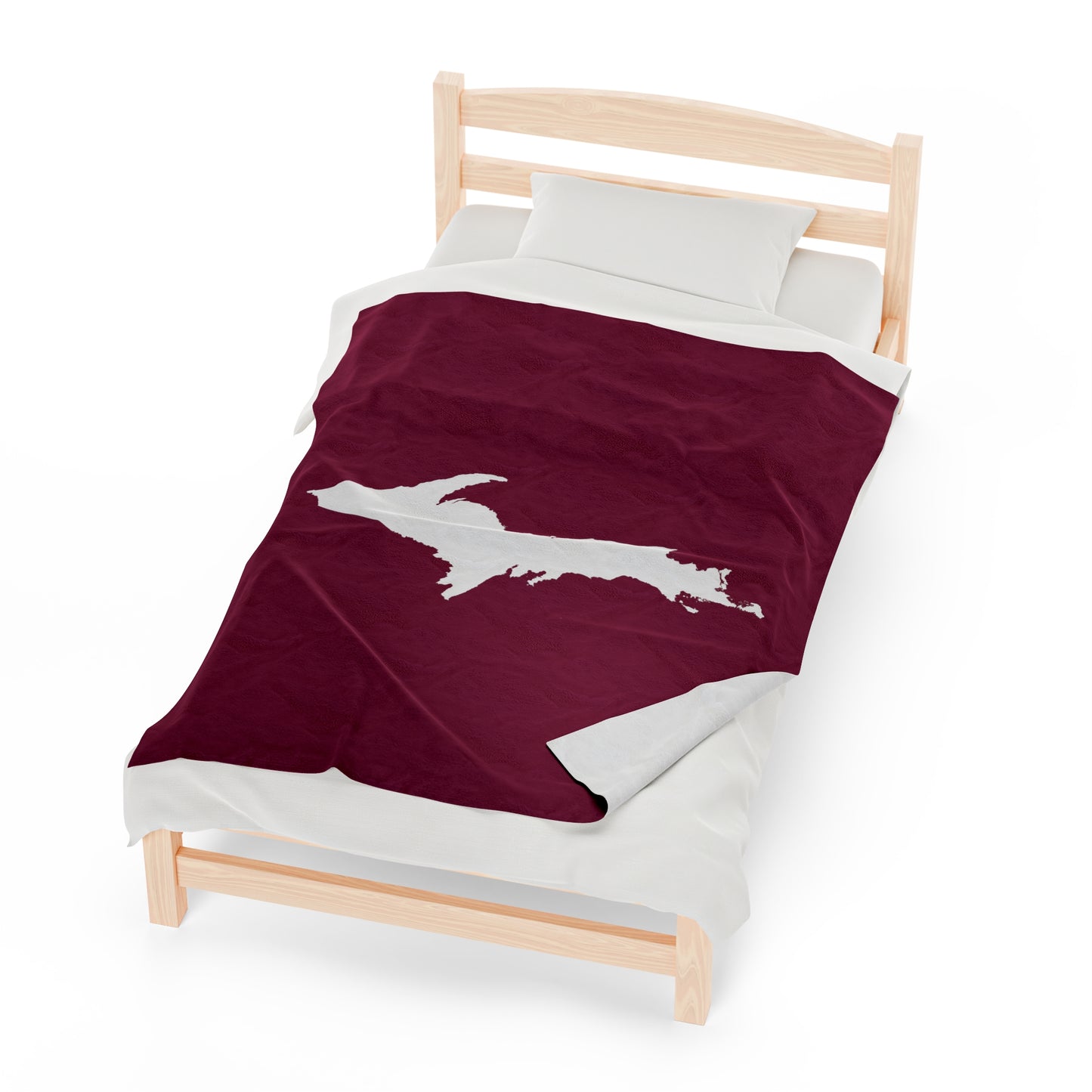 Michigan Upper Peninsula Plush Blanket (w/ UP Outline) | Ruby Red