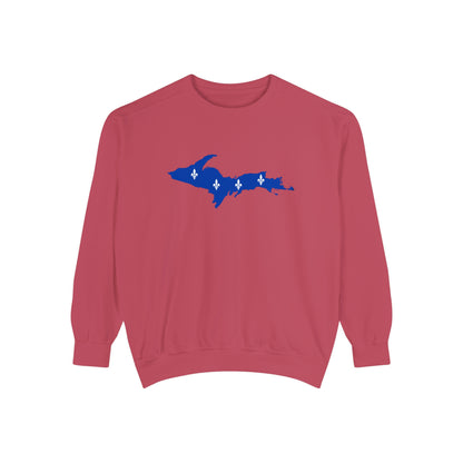 Michigan Upper Peninsula Sweatshirt (w/ UP Quebec Flag Outline) | Unisex Garment Dyed