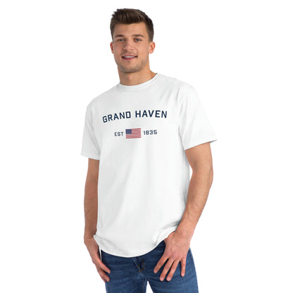 'Grand Haven EST 1835' T-Shirt (w/ USA Flag | Organic Unisex