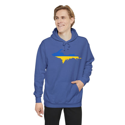 Michigan Upper Peninsula Hoodie (w/ UP Ukraine Flag Outline) | Unisex Garment-Dyed