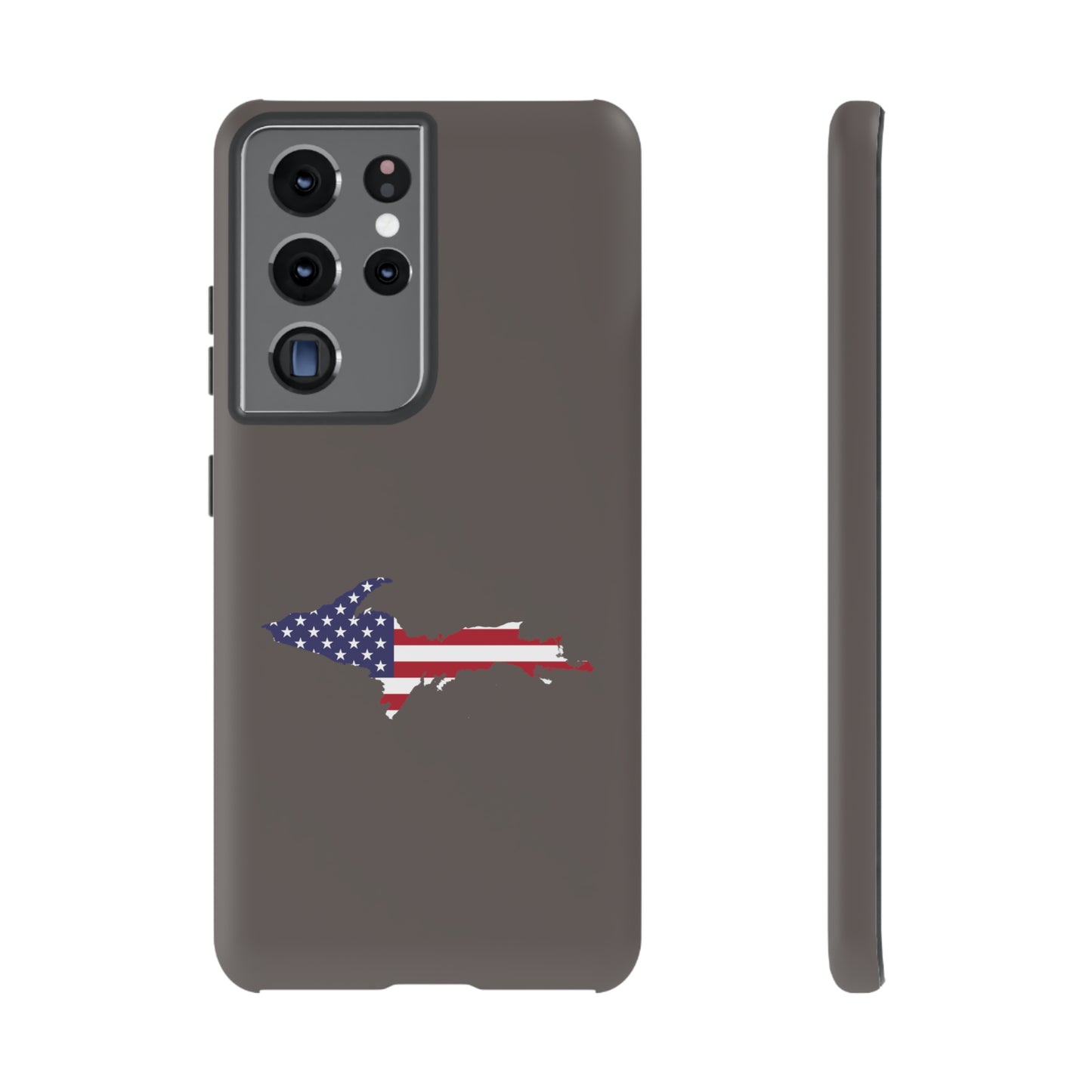 Michigan Upper Peninsula Tough Phone Case (Warren Tank Grey w/ UP USA Flag Outline) | Samsung & Pixel Android