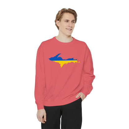 Michigan Upper Peninsula Sweatshirt (w/ UP Ukraine Outline) | Unisex Garment Dyed