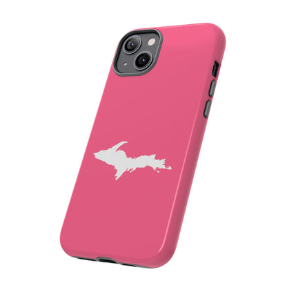 Michigan Upper Peninsula Tough Phone Case (Rhodochrosite Pink w/ UP Outline) | Apple iPhone