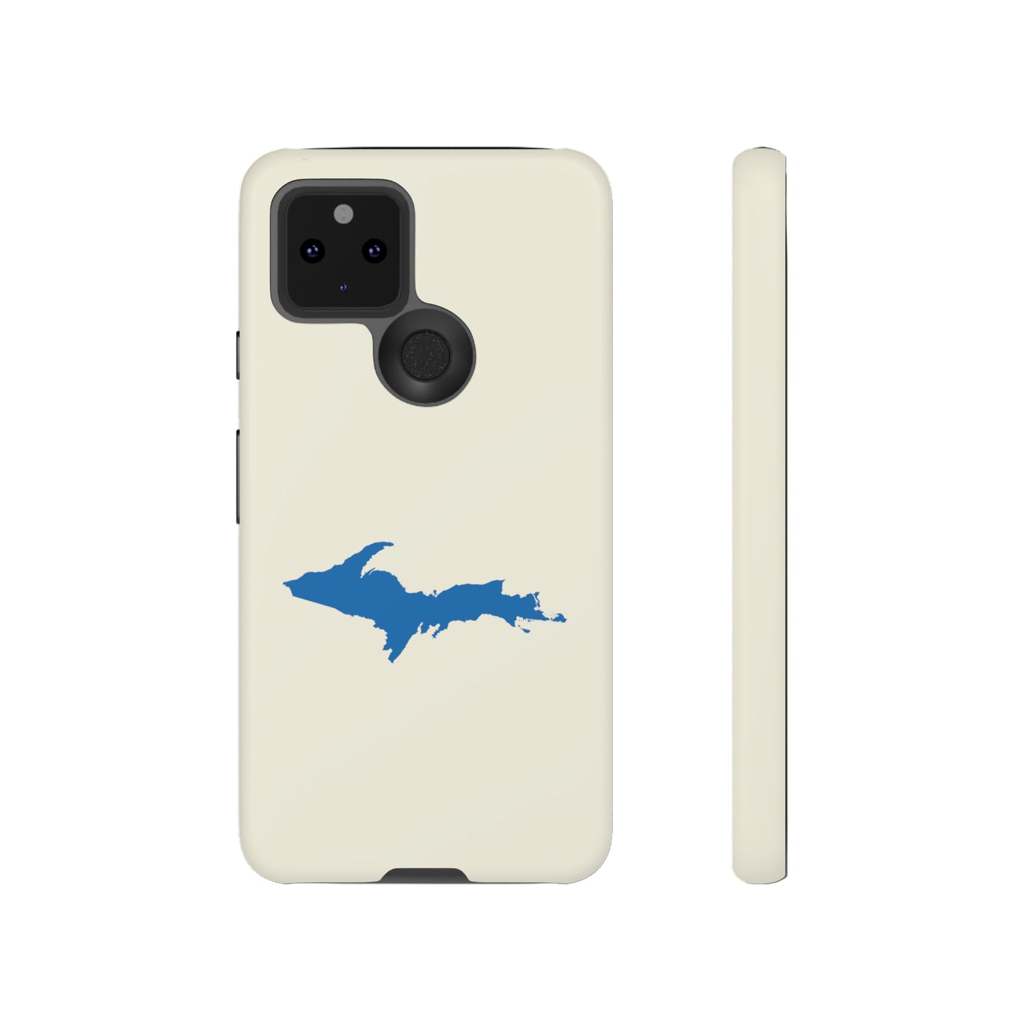 Michigan Upper Peninsula Tough Phone Case (Ivory Color w/ Azure UP Outline) | Samsung & Pixel Android