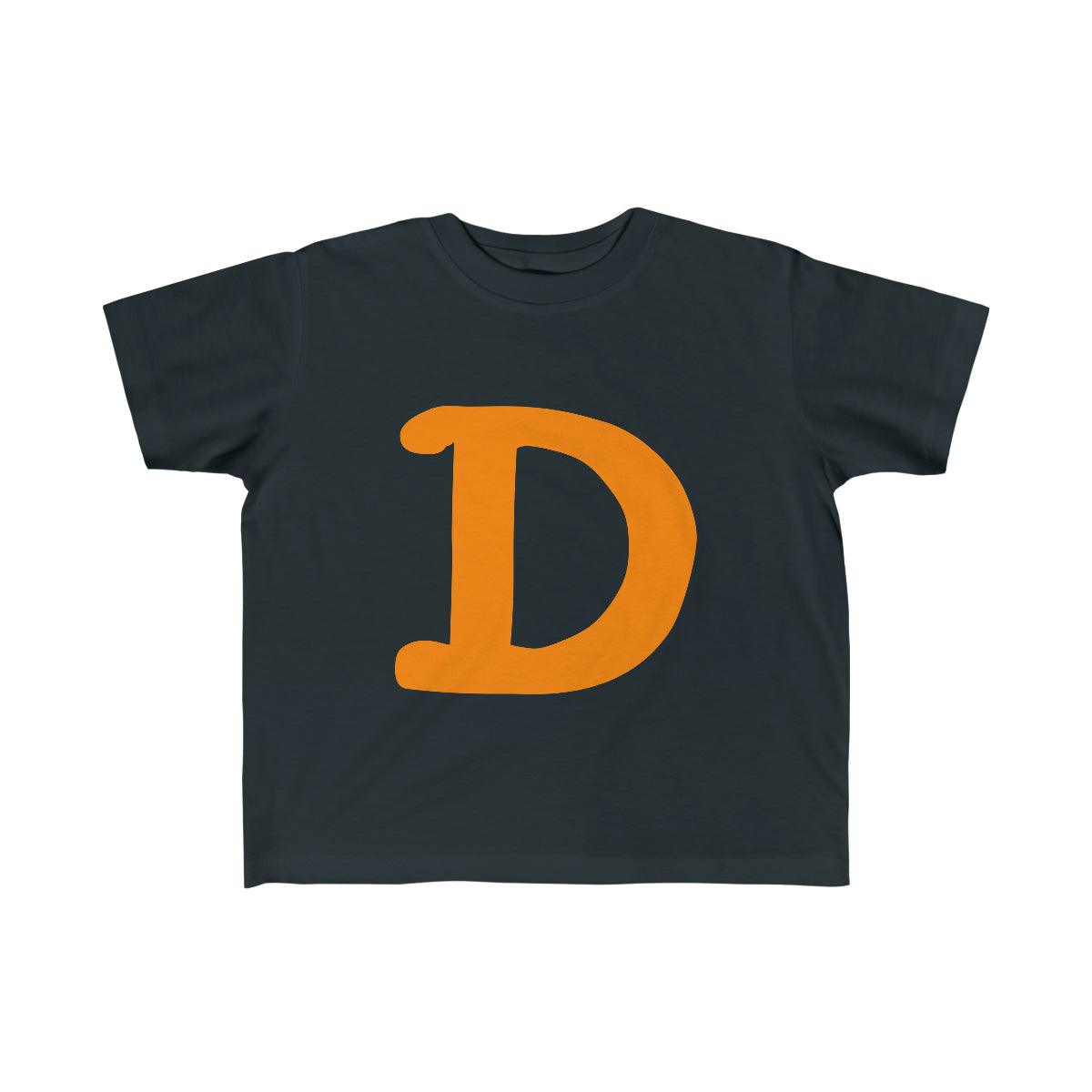 Detroit 'Old French D' T-Shirt  (Orange Full Body Outline) | Toddler Short Sleeve - Circumspice Michigan