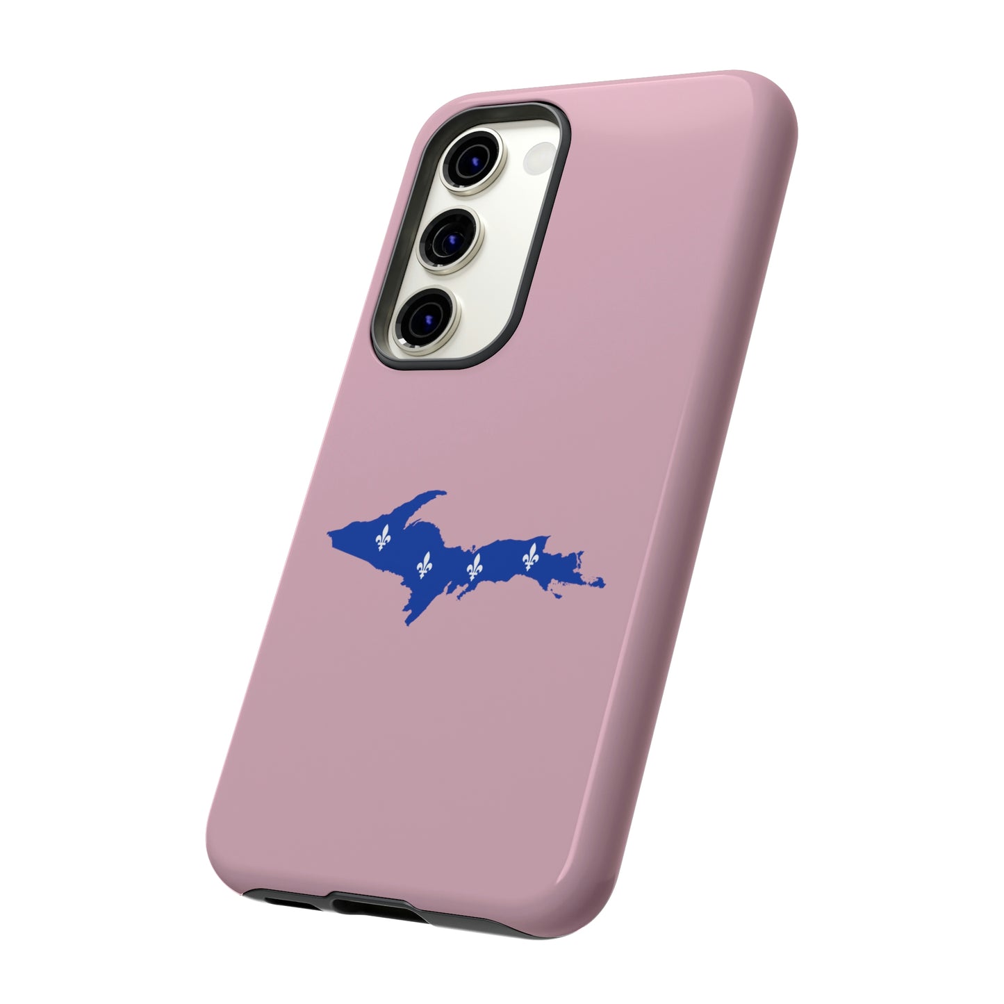 Michigan Upper Peninsula Tough Phone Case (Pink w/ UP Quebec Flag Outline) | Samsung & Pixel Android