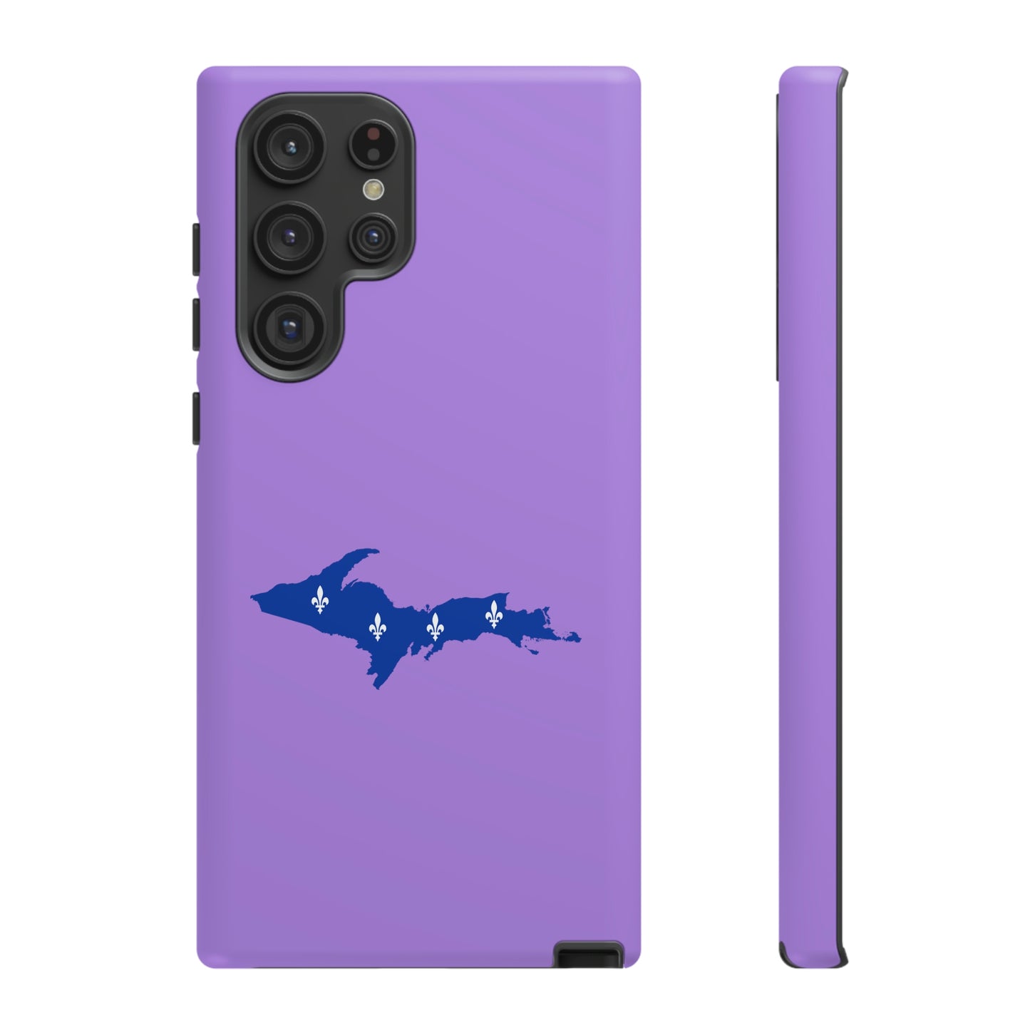 Michigan Upper Peninsula Tough Phone Case (Lavender w/ UP Quebec Flag Outline) | Samsung & Pixel Android