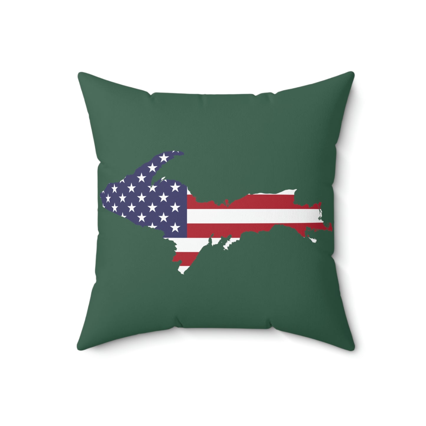 Michigan Upper Peninsula Accent Pillow (w/ UP USA Flag Outline) | Ginger Ale Green