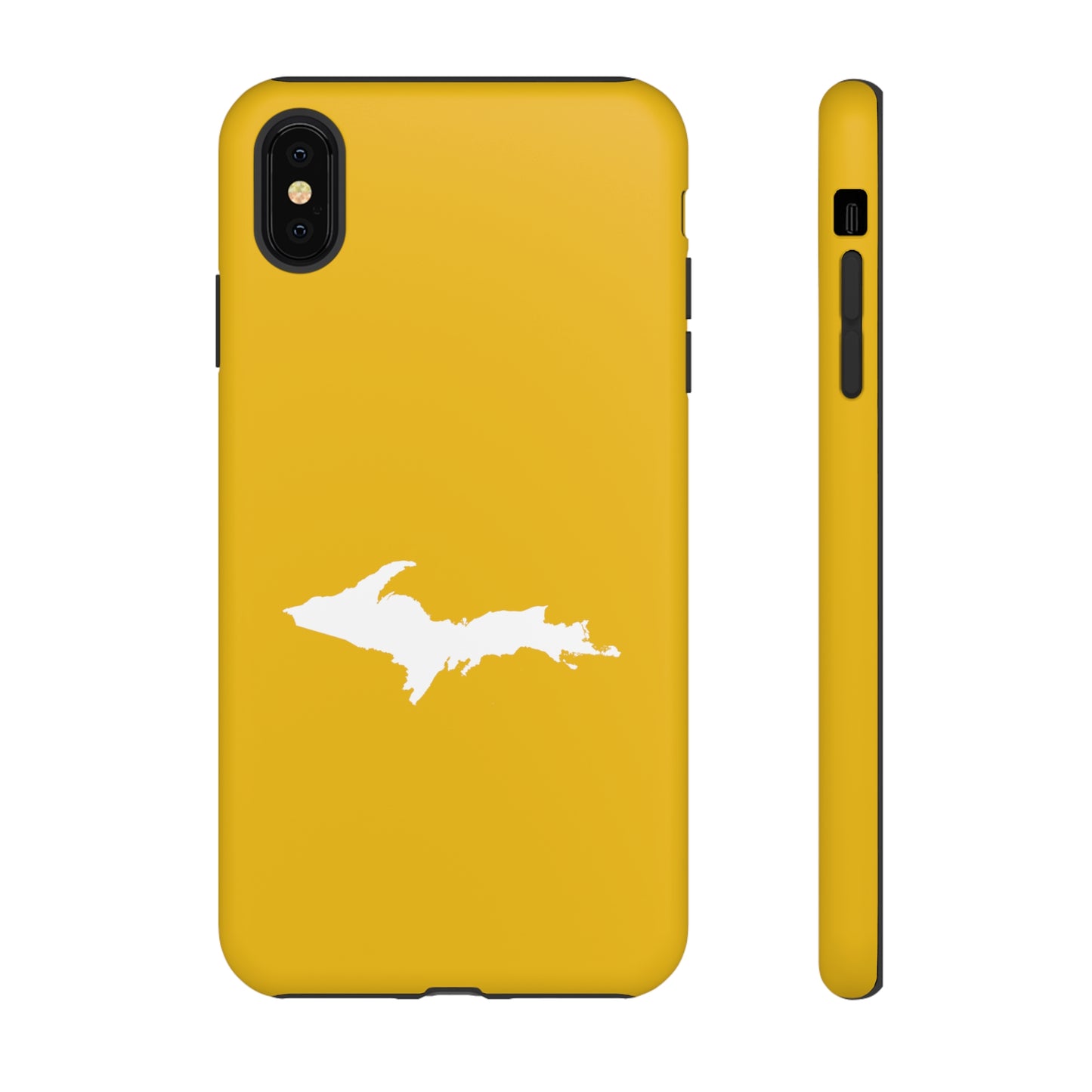 Michigan Upper Peninsula Tough Phone Case (Gold Color w/ UP Outline) | Apple iPhone