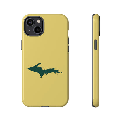 Michigan Upper Peninsula Tough Phone Case (Plum Yellow w/ Green UP Outline) | Apple iPhone