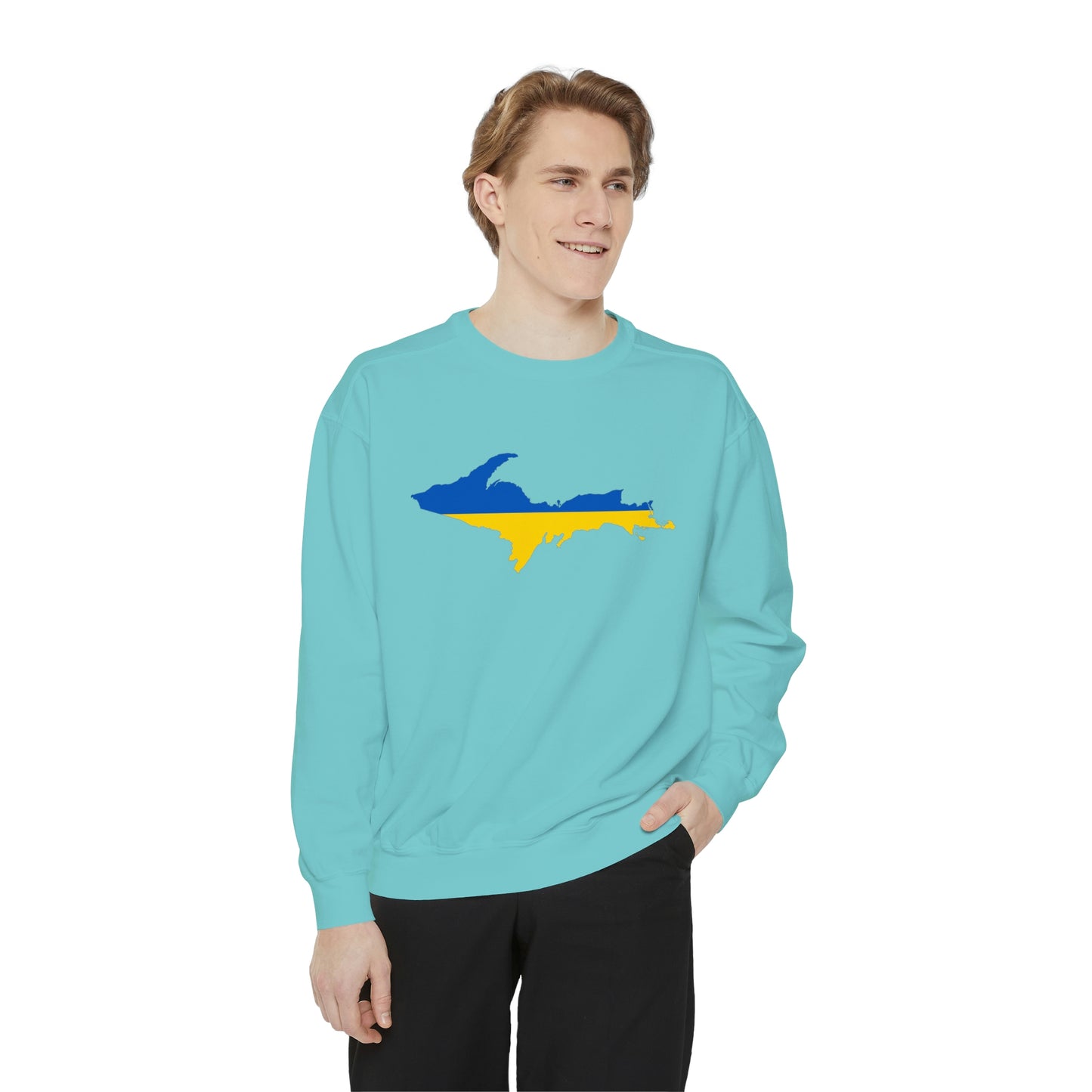 Michigan Upper Peninsula Sweatshirt (w/ UP Ukraine Outline) | Unisex Garment Dyed