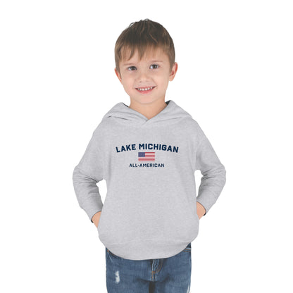 'Lake Michigan All-American' Hoodie (w/USA Flag Outline) | Unisex Toddler