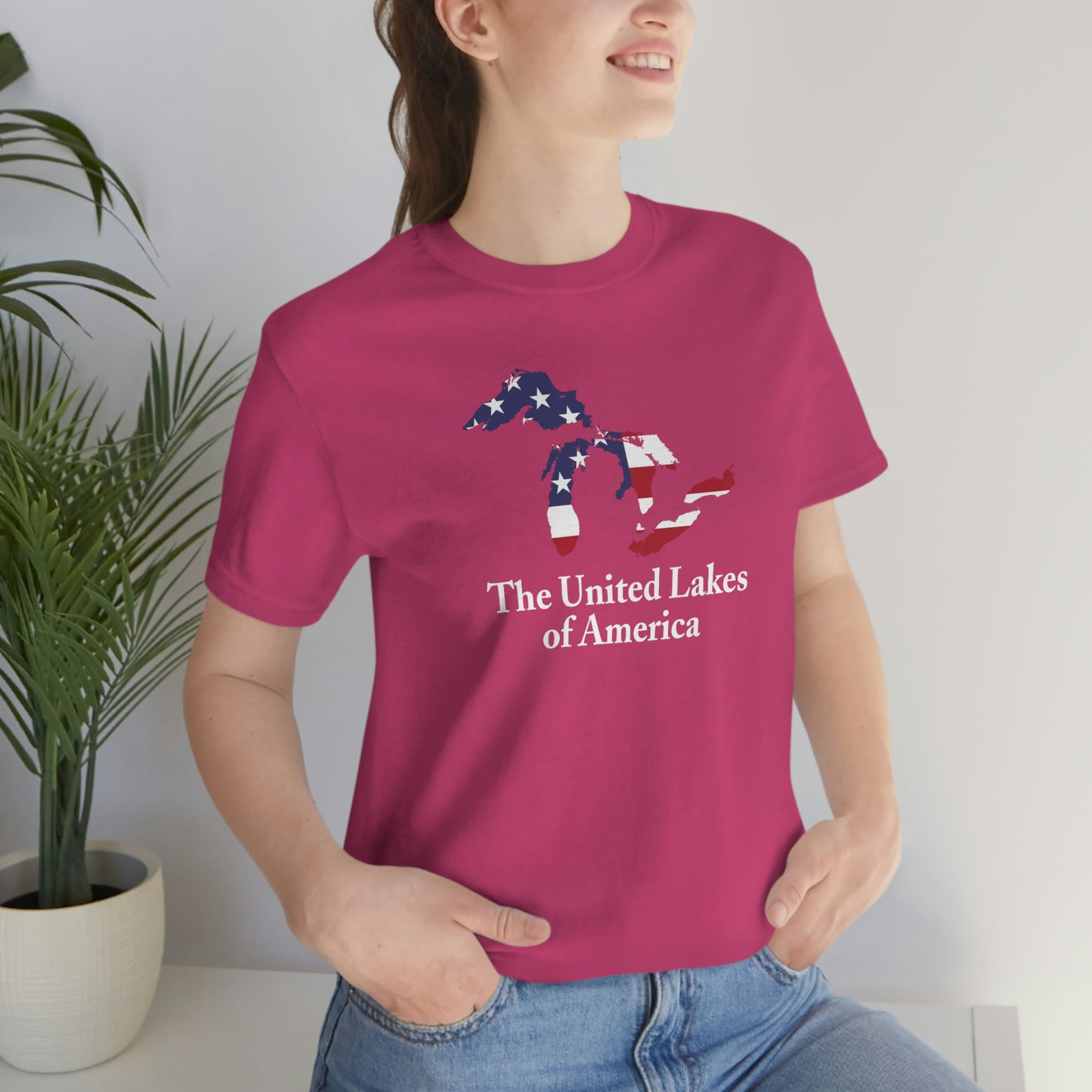 'The United Lakes of America' T-Shirt (w/ Great Lakes USA Flag Outline) | Unisex Standard Fit