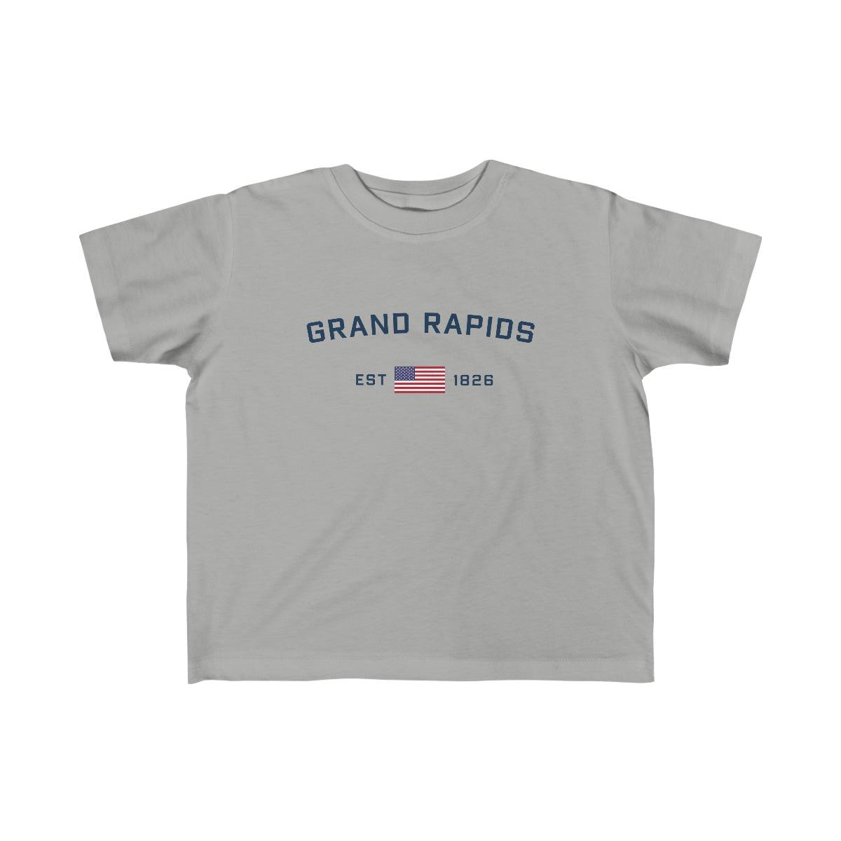 'Grand Rapids EST 1826' T-Shirt  (w/USA Flag Outline) | Toddler Short Sleeve - Circumspice Michigan