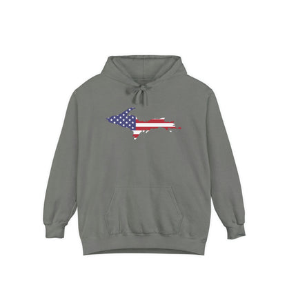 Michigan Upper Peninsula Hoodie (w/ UP USA Flag Outline) | Unisex Garment-Dyed