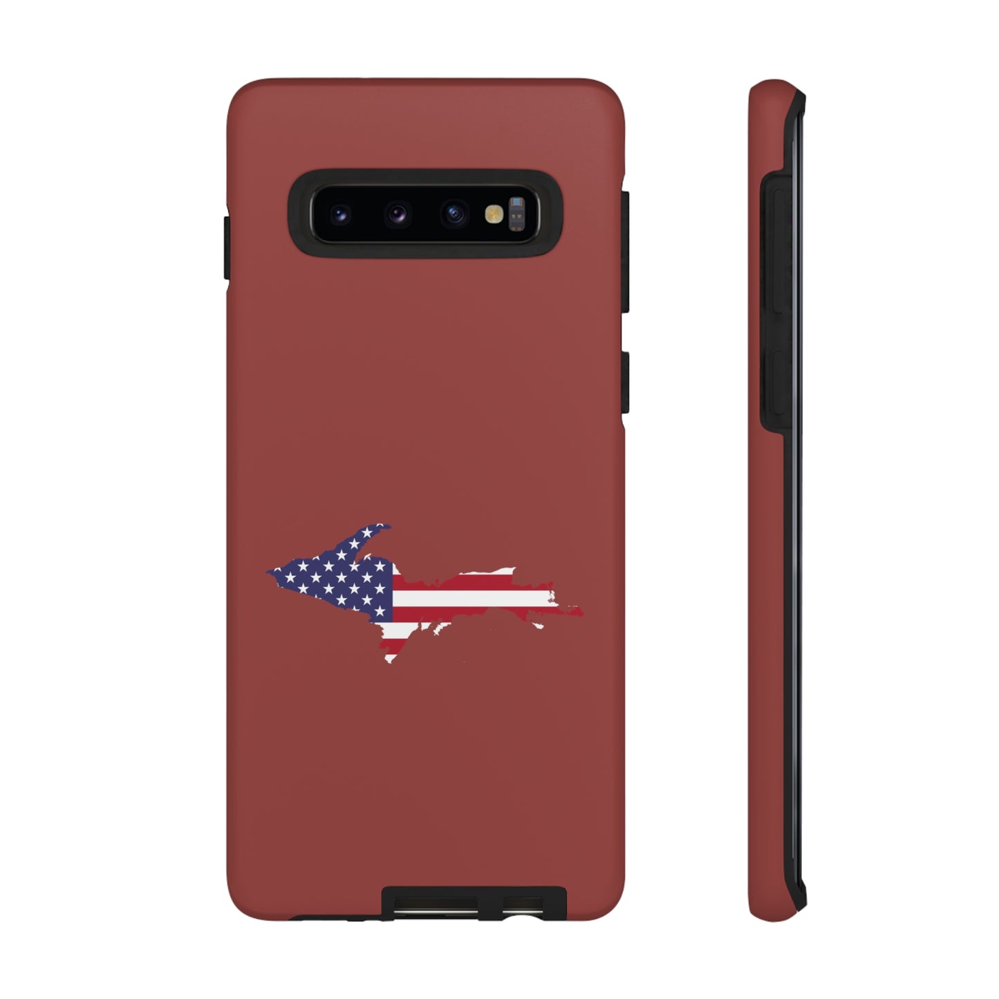 Michigan Upper Peninsula Tough Phone Case (Ore Dock Red w/ UP USA Flag Outline) | Samsung & Pixel Android