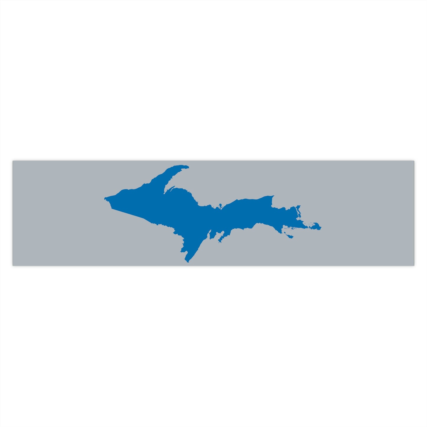 Michigan Upper Peninsula Bumper Sticker (w/ Azure UP Outline) | Silver Background