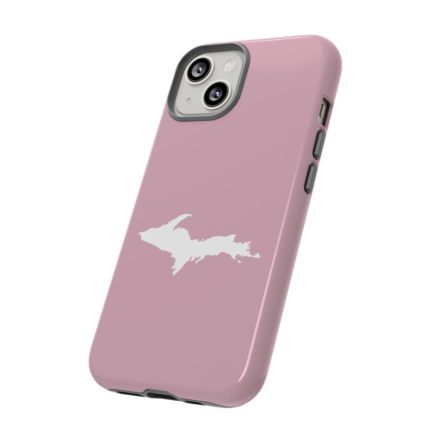 Michigan Upper Peninsula Tough Phone Case (Pink w/ UP Outline) | Apple iPhone