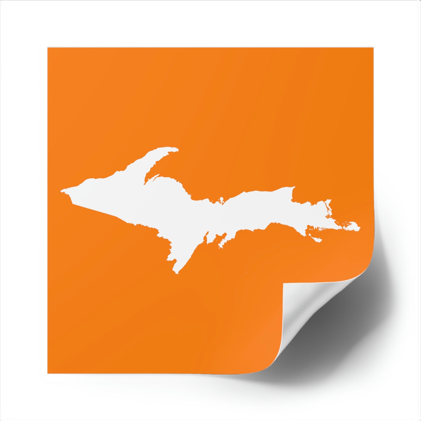 Michigan Upper Peninsula Square Sticker (Orange w/ UP Outline) | Indoor/Outdoor