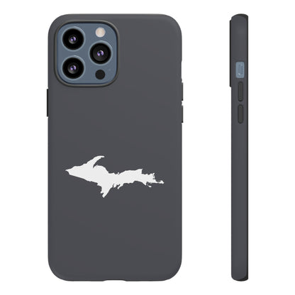 Michigan Upper Peninsula Tough Phone Case (Iron Ore Grey w/ UP Outline) | Apple iPhone