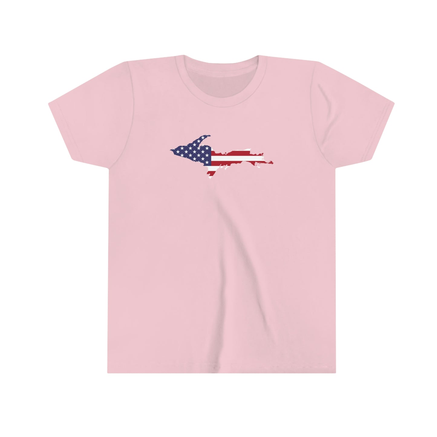 Michigan Upper Peninsula T-Shirt (w/ MI USA Flag Outline) | Youth Short Sleeve