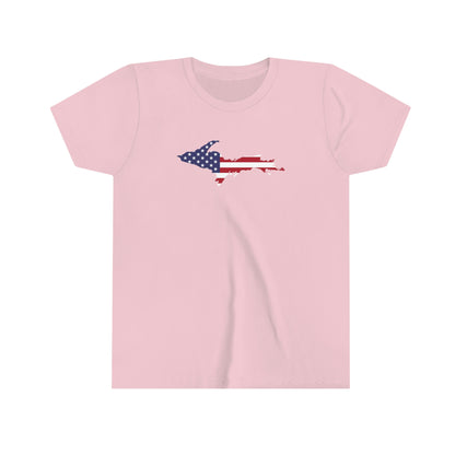 Michigan Upper Peninsula T-Shirt (w/ MI USA Flag Outline) | Youth Short Sleeve