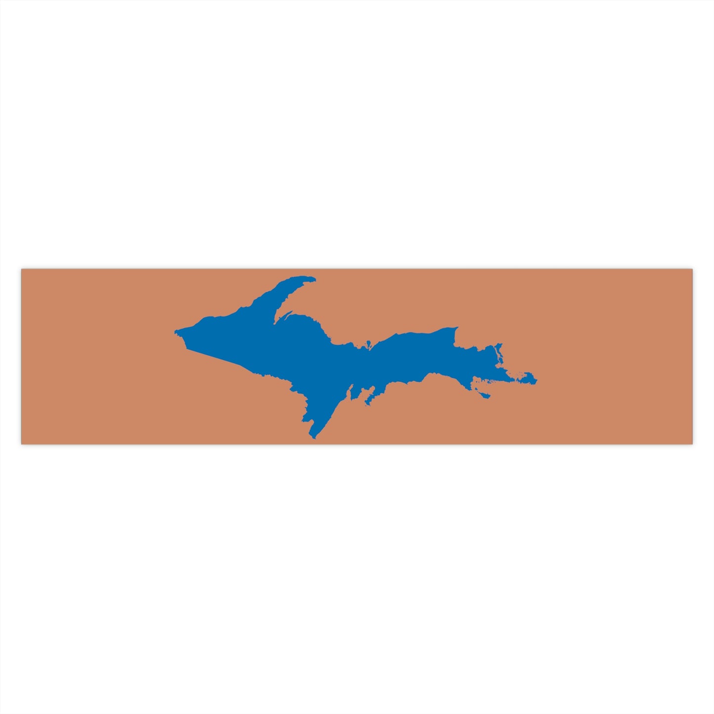 Michigan Upper Peninsula Bumper Sticker (w/ Azure UP Outline) | Copper Color Background