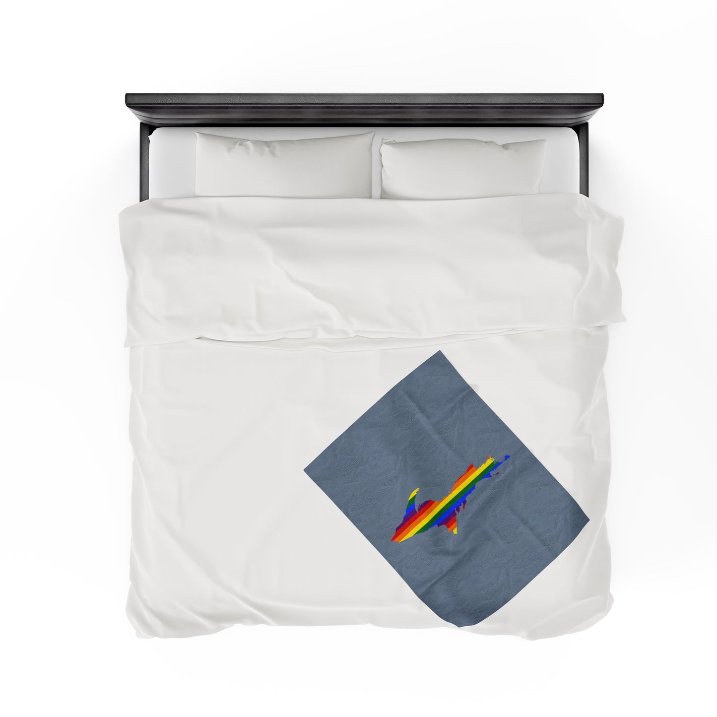 Michigan Upper Peninsula Plush Blanket (w/ UP Pride Flag Outline) | B-24 Liberator Grey