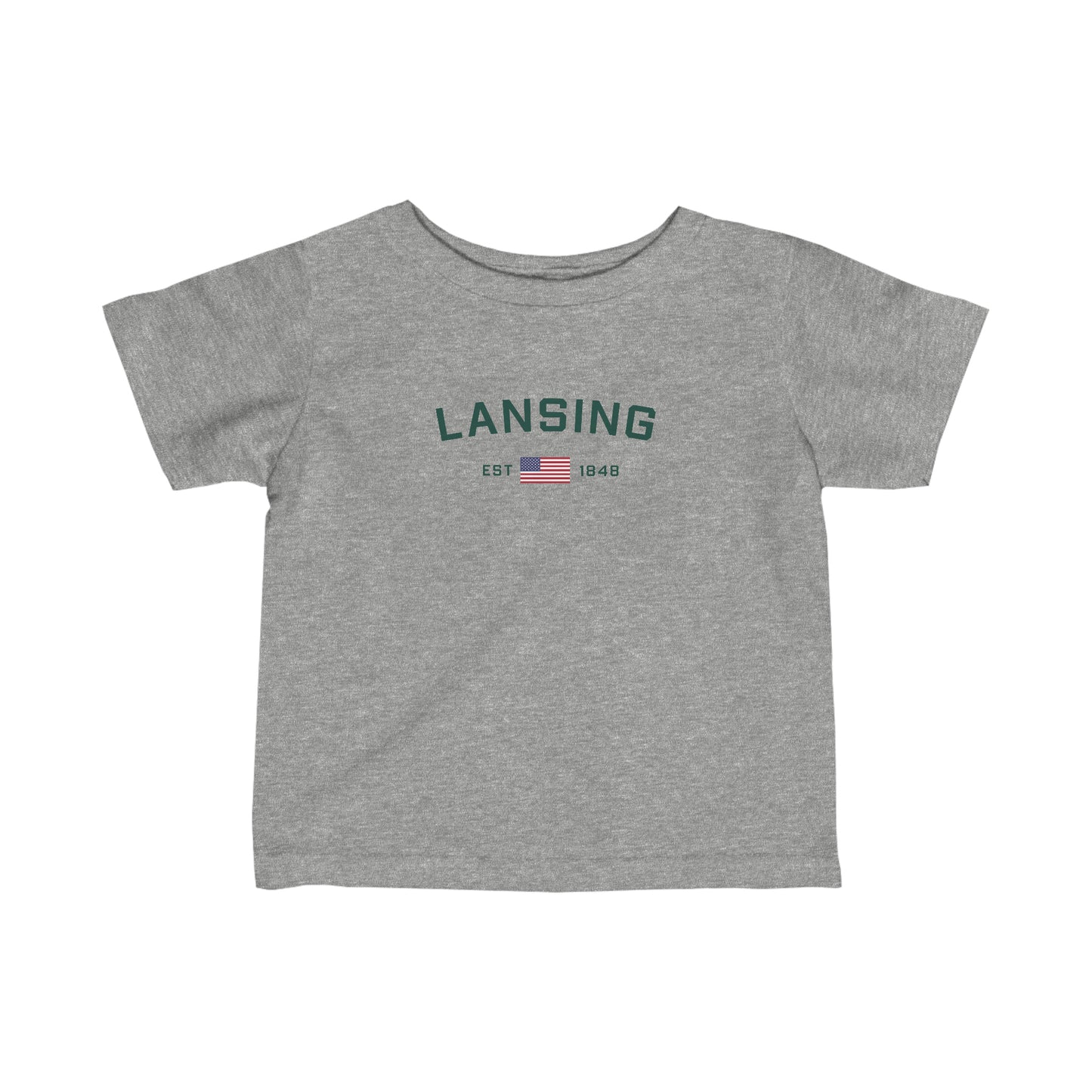 'Lansing EST 1848'' T-Shirt (w/USA Flag Outline) |  Infant Short Sleeve