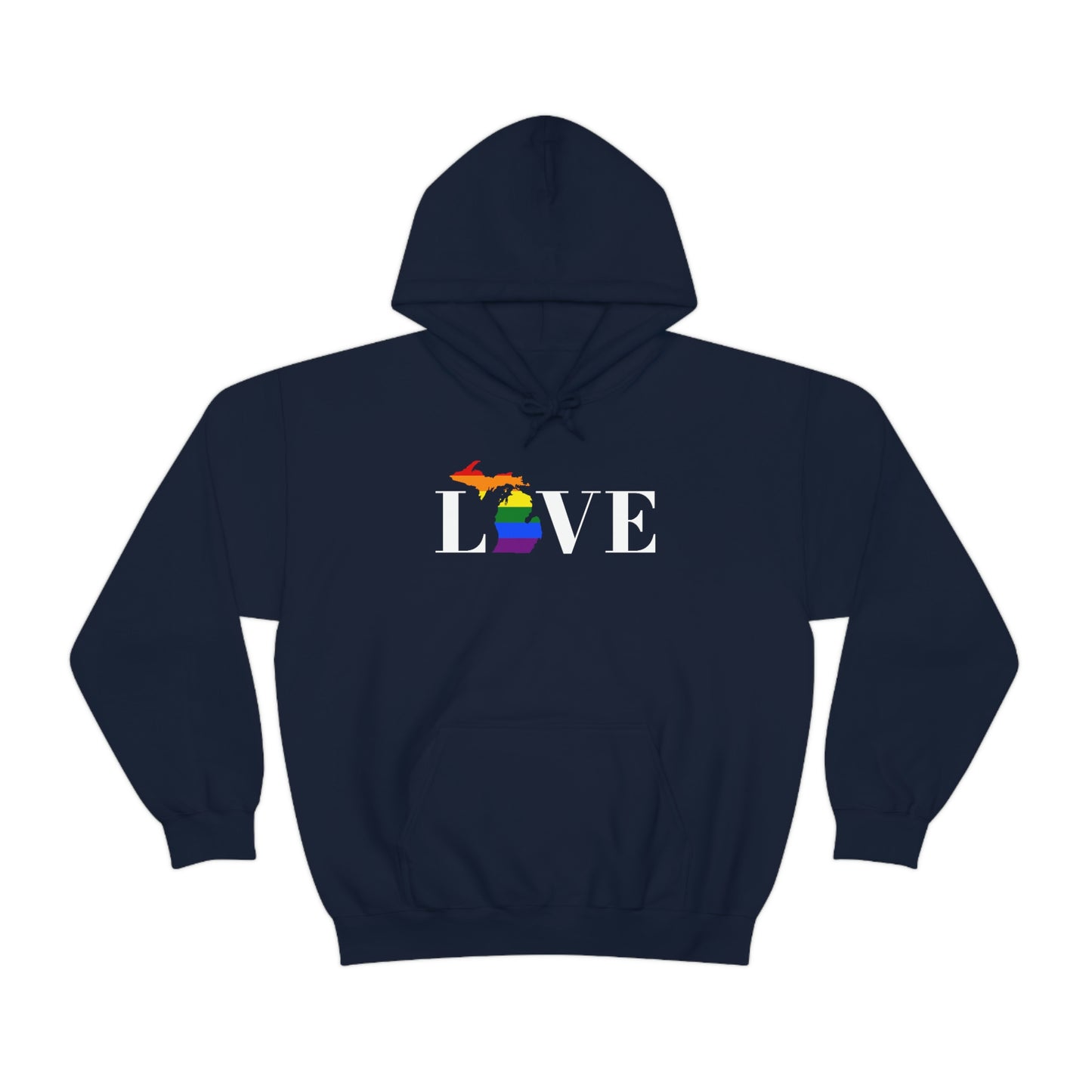 Michigan 'Love' Hoodie (w/LGBTQ Pride Colors) | Unisex Standard