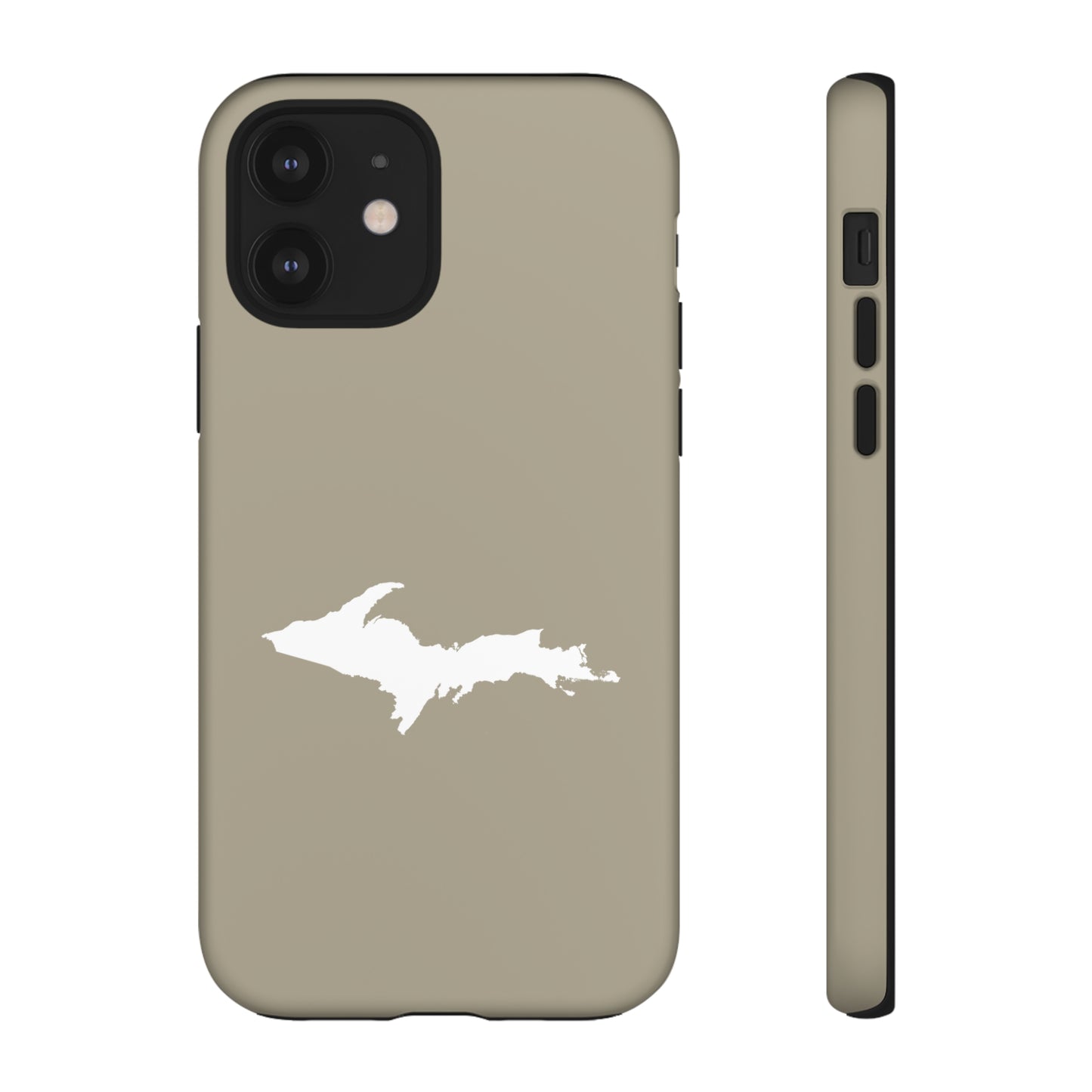 Michigan Upper Peninsula Tough Phone Case (Petoskey Stone Beige w/ UP Outline) | Apple iPhone