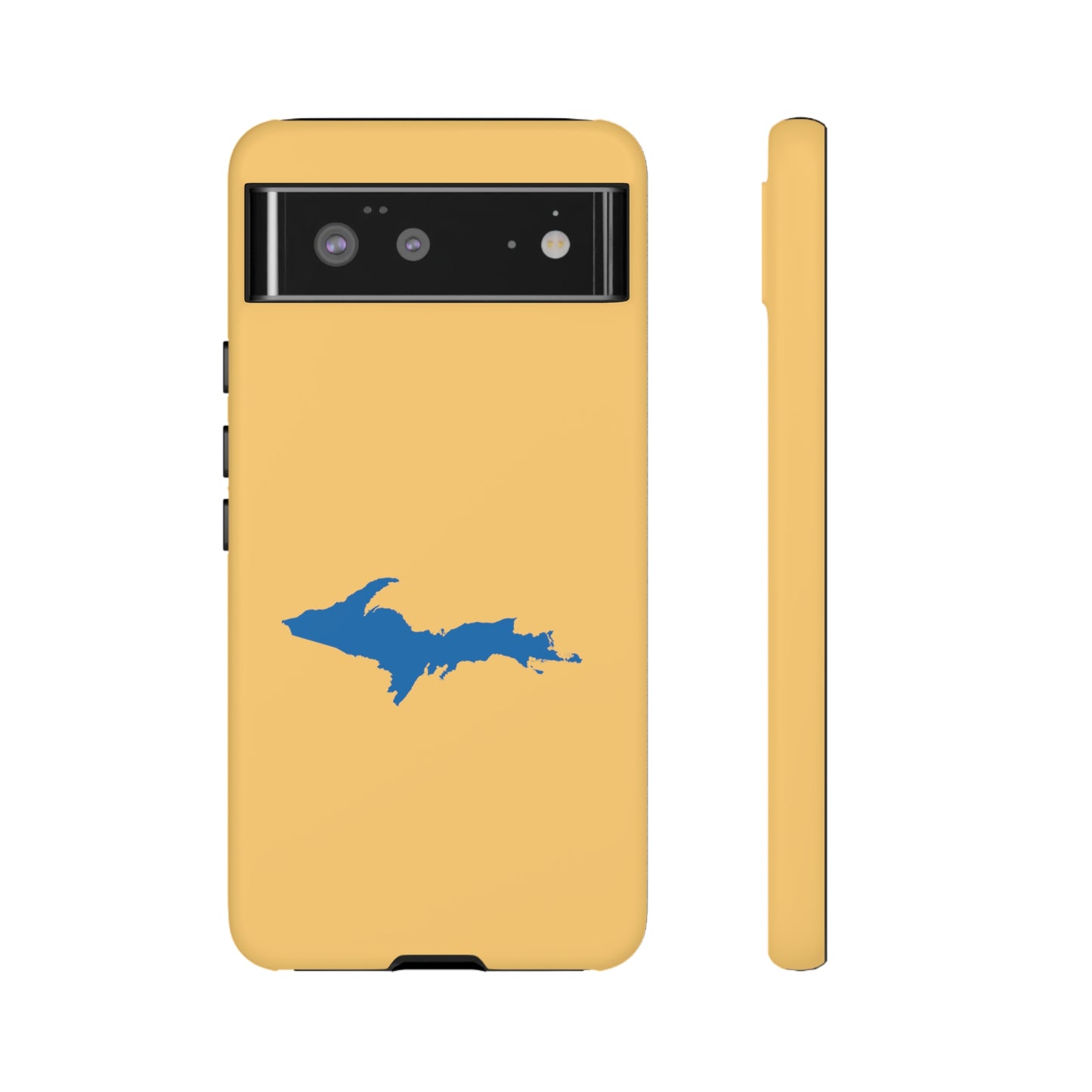 Michigan Upper Peninsula Tough Phone Case (Citrine w/ Azure UP Outline) | Samsung & Pixel Android