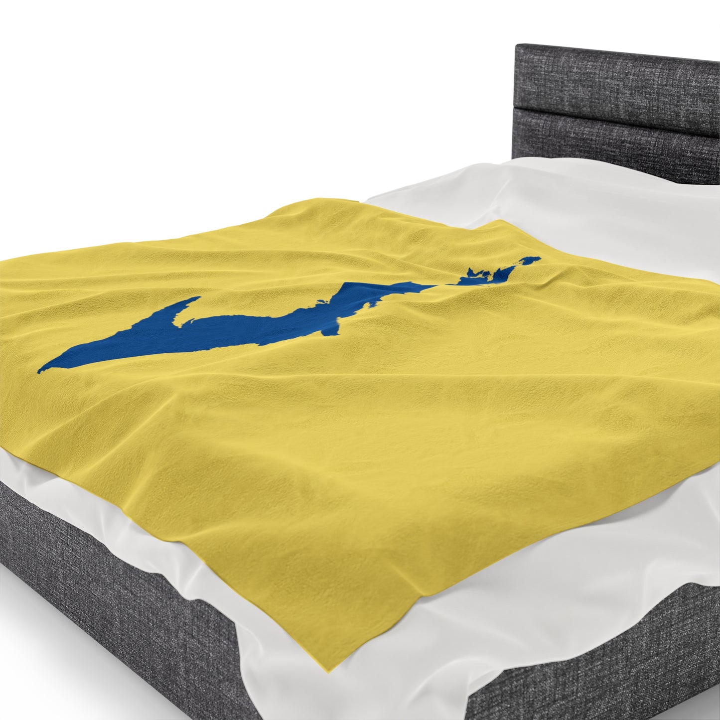 Michigan Upper Peninsula Plush Blanket (w/ Azure UP Outline) | Cherry Yellow