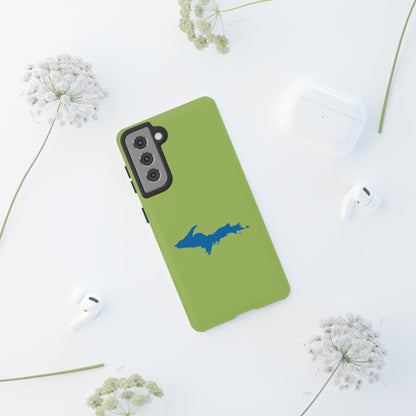 Michigan Upper Peninsula Tough Phone Case (Gooseberry Green w/ Azure UP Outline) | Samsung & Pixel Android