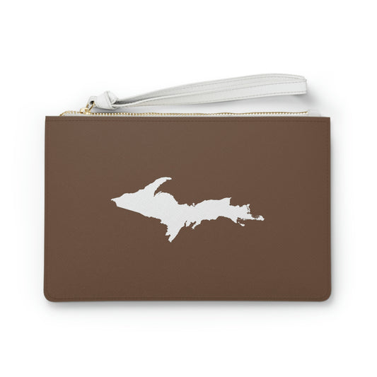 Michigan Upper Peninsula Clutch Bag (Coffee Color w/UP Outline)