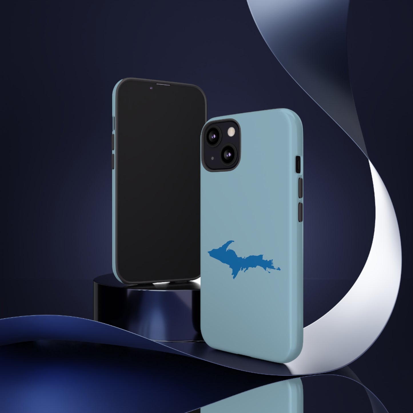 Michigan Upper Peninsula Tough Phone Case (Opal Blue w/ Azure UP Outline) | Apple iPhone