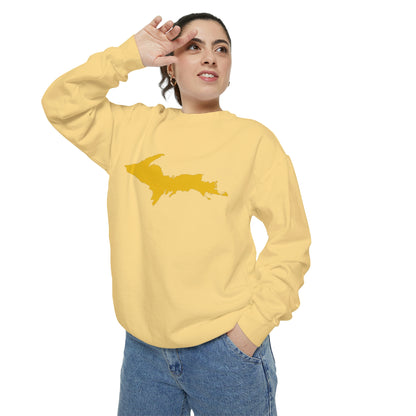 Michigan Upper Peninsula Sweatshirt (w/ Gold UP Outline) | Unisex Garment Dyed