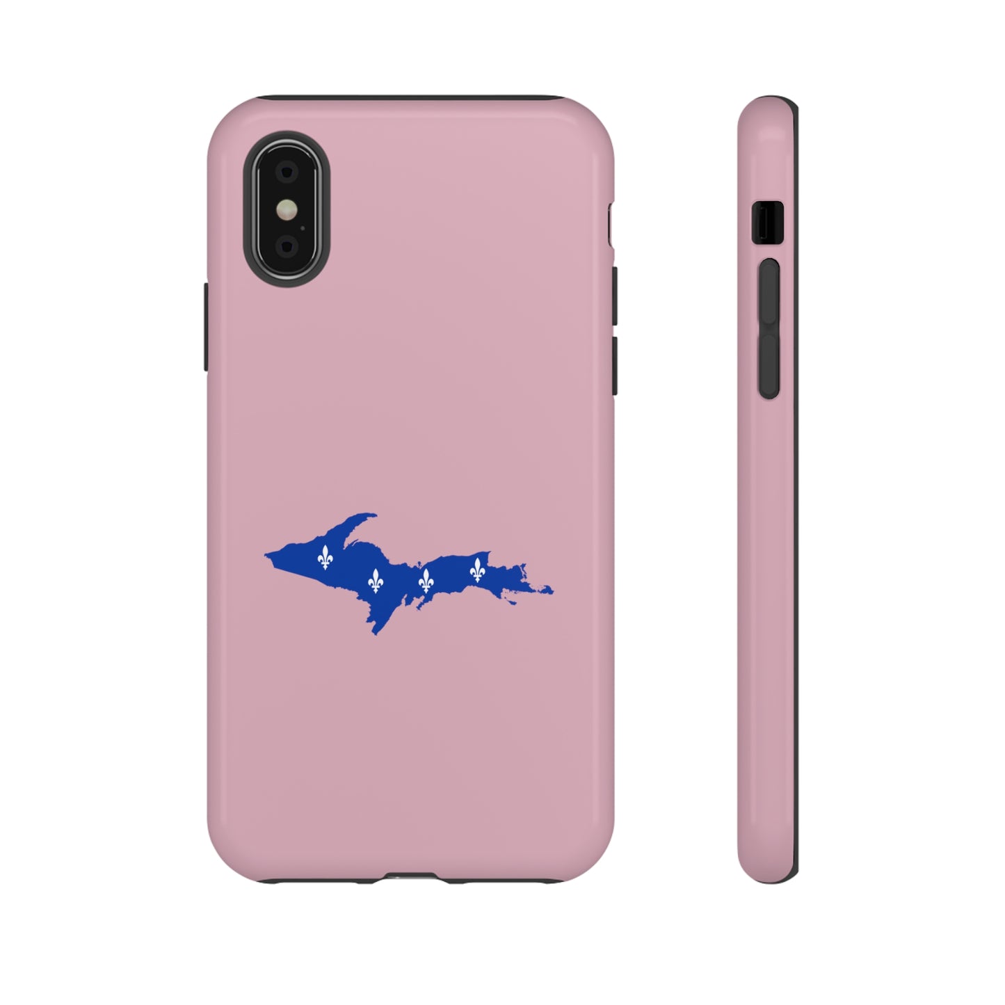 Michigan Upper Peninsula Tough Phone Case (Pink w/ UP Quebec Flag Outline) | Apple iPhone