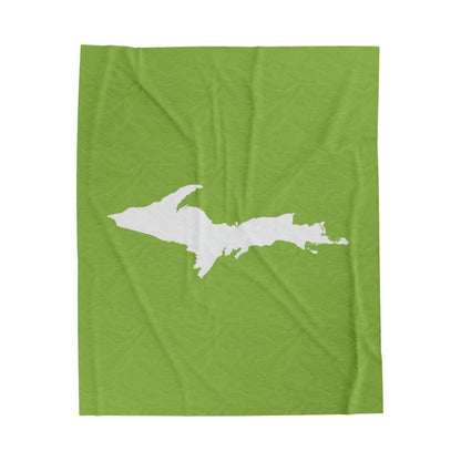 Michigan Upper Peninsula Plush Blanket (w/ UP Outline) | Gooseberry Green